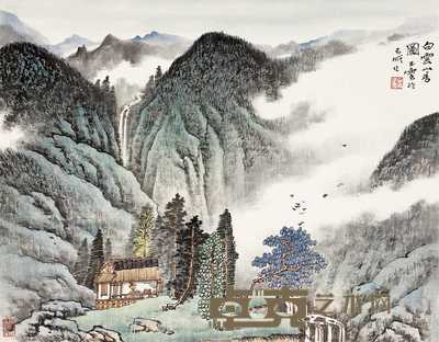 宋玉麟 白云山居 镜心 31.5×40.5cm